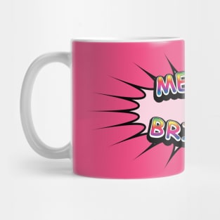 Comic Book Style 'Merry & Bright' Message on Hot Pink Mug